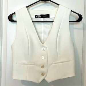 ZARA Cropped Vest XS Creamy White